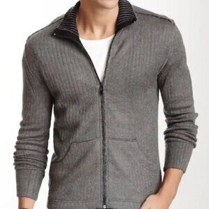 Rogue 13933 Mens Grey Front Zip Mohair Blend Raw Hem Cardigan Sz M